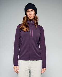Fleece Midweight: Women's Ridge Power Stretch Fleece Hood Jacket - Jam