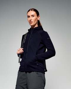 Women's Ridge Power Stretch Fleece Hood Jacket - Black Stingray