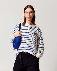 Retreat Rugby Polo - Ecru/Summit Blue Stripe