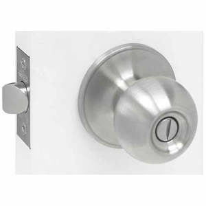 Cabin Handles Knobs: Locware Saturn Privacy Knob Set Satin Stainless Steel Finish
