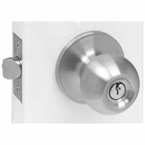Cabin Handles Knobs: Locware Saturn Entrance Knob Set Satin Stainless Steel Finish