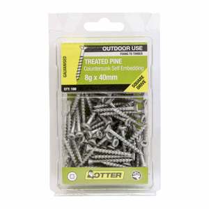 Otter Treated Pine Screws 8g x 40mm Pack of 100 Galvanised