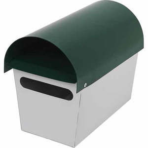 Mail Boss Wagon Metal Letterbox H: 235mm, W: 170mm  D: 290mm White/Green