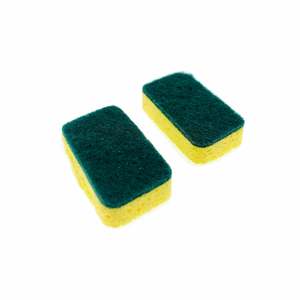 Spick N Span Sponge Scourer L: 120mm, W: 65mm, D:27mm pack of 2 Yellow and Green