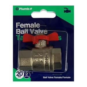 Parts Accessories: Plumb It Ball Valve Female/Female 20mm