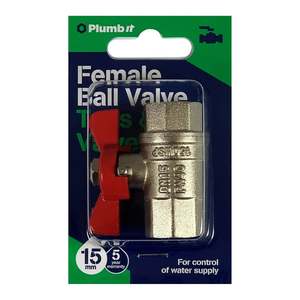 Plumb It Ball Valve Female/Female 15mm
