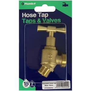 Plumb It Standard Hose Tap Brass Male 15mm