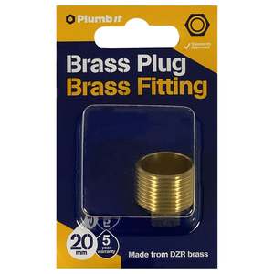 Plumb It Hex Plug 20mm Brass