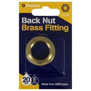 Pipe Pipe Fittings: Plumb It Backnut 20mm Brass