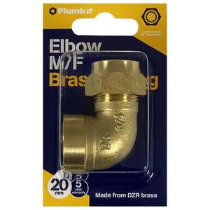 Plumb It Male/Female Elbow 20mm Brass