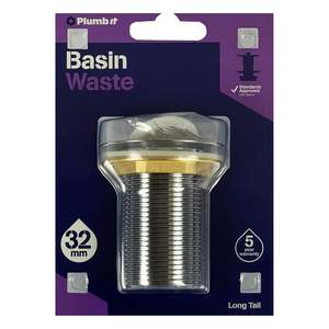 Plumb It Basin Waste 32mm Chrome