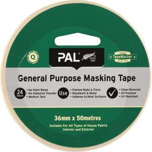 Tape: PAL TapeMaster General purpose masking tape. 36mmx50m