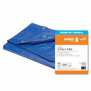 Car Seat Covers Mats: Number 8 Medium Duty Tarpaulin 3.6m x 4.9m Blue