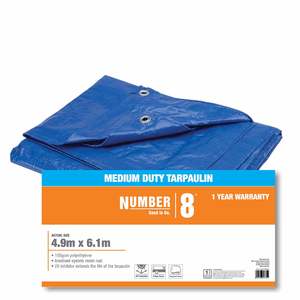 Car Seat Covers Mats: Number 8 Tarpaulin Medium Duty 4.9m x 6.1m Blue