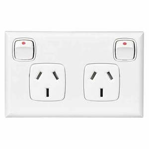 Switches Outlets: HPM Excel Double Horizontal Power Point Double White