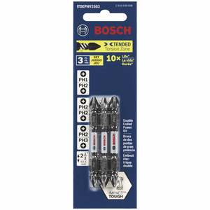 Bosch Impact Tough Phillips Double Ended Screwdriver Bit Set 65mm PH Pack of 3