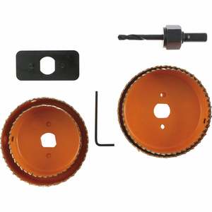 Drill Screwdriver Accessories: Number 8 Downlight Installation Kit 7 Piece Orange