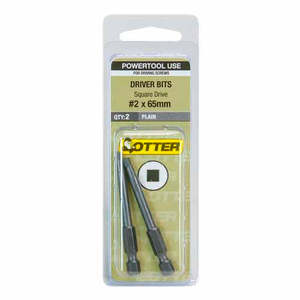 Drill Screwdriver Bits: Otter Square Drive Driver Bits SQ#2 x 65mm Pack of 2