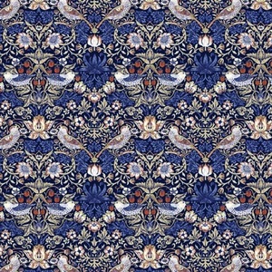 Wandle - Mini Strawberry Thief - Blue - Katipatch Patchwork & Quilting Boutique