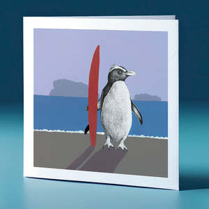 Greeting Cards: Surfboard Tawaki Surfs Up Greeting Card