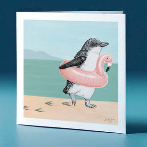 Flamingo Korora Surfs Up Greeting Card