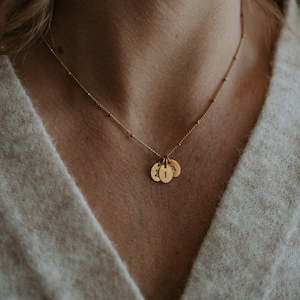 Handstamped Necklaces: Deluxe Mini Oval Initial Necklace