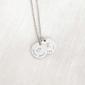 Handstamped Necklaces: Silver Detailed Initial Necklace