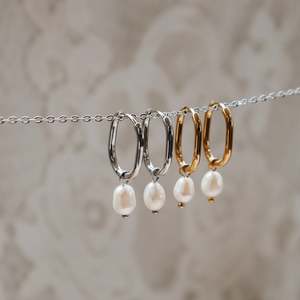 Hoop Earrings: Rectangle Pearl Hoops