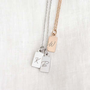 ROSE GOLD Square Initial Necklace