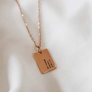 Handstamped Necklaces: Rose Gold Square Pendant Necklace