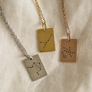 Handstamped Necklaces: Rose Gold Constellation Pendant Necklace