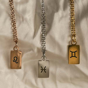 Handstamped Necklaces: Rose Gold Mini Starsign Pendant Necklace
