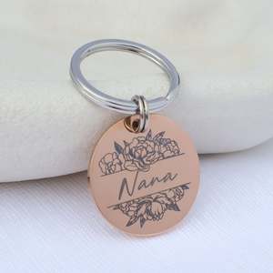 Rose Gold Floral Keyring