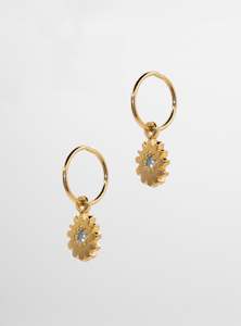 Dandelion Earrings ~ Gold Plate & Light Blue Topaz