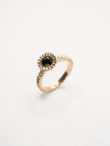 Alexandra Dodds: Teeth Gem Ring ~ Gold & Teal Sapphire