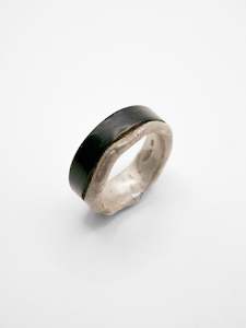 2C Landscape Ring ~ Silver & Black Enamel