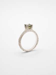 4 Claw Ring ~ 5.1mm Olive-Yellow Sapphire in Silver