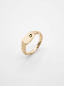 Offcut Signet Ring ~ 9ct Gold & Green Sapphire