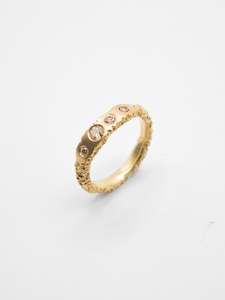Sliced Gems Ring ~ 18ct Gold & 4 Diamonds