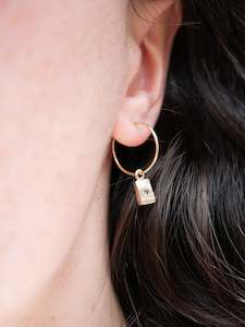 Alexandra Dodds: Bedrock Charm Sleepers ~ 9ct Gold & Green Sapphires