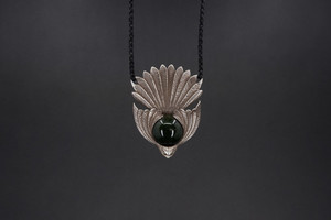 Silver and New Zealand Jade Piwakawaka