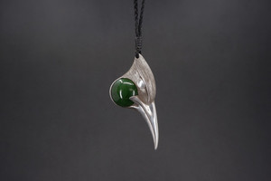 Silver and New Zealand Jade Male Huia bird kawakawastone