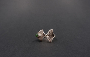 Sterling Silver and New Zealand Jade Ginkgo Leaves Ring kawakawastone