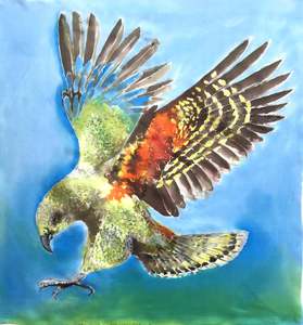 Silk Painting Originals: Original Silk Painting - Kea