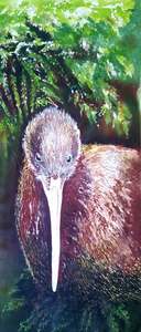 Original Silk Paintings -  Brown Kiwi