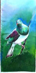 Silk Painting Originals: Original Silk Painting - Kereru (Wood Pigeon)