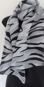 Zebra- Animal Hand painted Silk Scarf