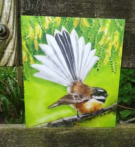 Anything: Fantail, Piwakawaka, New Zealand Bird -   Outdoor Art Panel, Squarish