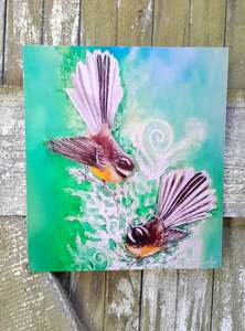 Anything: Fantail Pair on Ferns -  Squarish