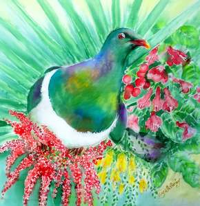 Anything: Kereru and Flora -  Outdoor Art Squarish